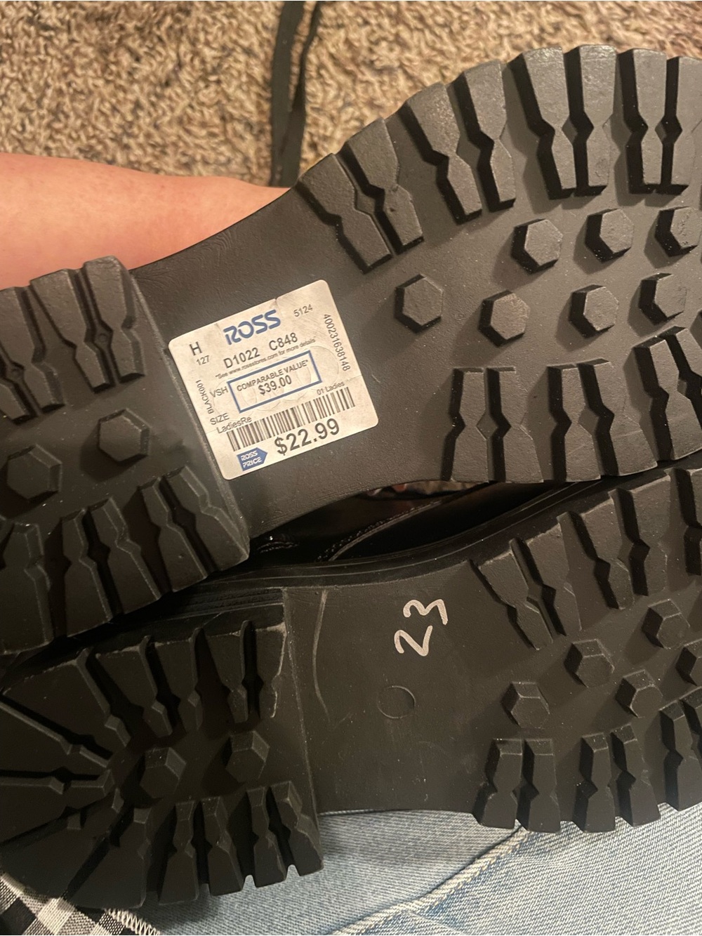 Sugar Black Lace-Up Lug Combat Boots - Picture 3 of 4